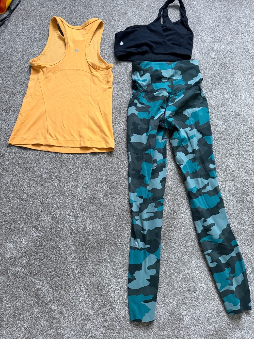 lululemon Teal and Black Camo Leggings